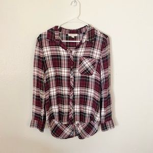 beachlunchlounge Plaid Button Up Long Sleeve Size Small